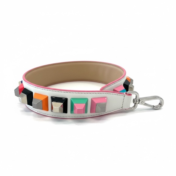 Fendi White Bag Strap with Multicolor Studs - Picture 5 of 7